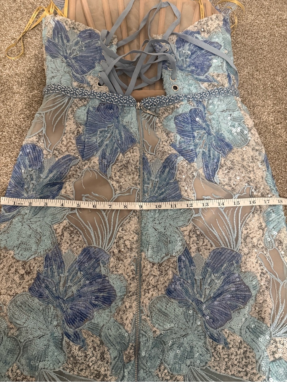 BRONX AND BANCO Jasmine Maraya Strapless Sequined Midi Dress - Powder Blue - Picture 10 of 10